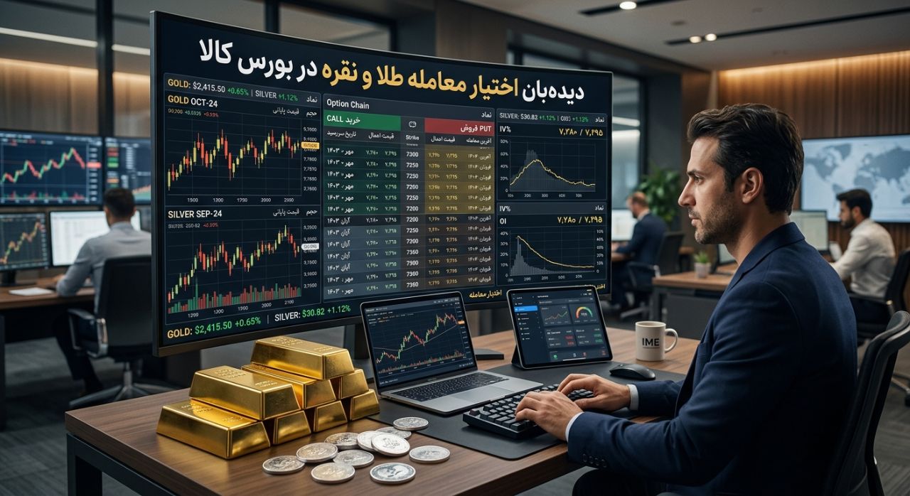 دیده‌بان اختیار معامله بورس کالا در آپشن‌باز

اگر معاملات آپشن طلا و نقره را دنبال می‌کنید، این صفحه برای رصد سریع‌تر و دقیق‌تر قراردادها طراحی شده است.

در دیده‌بان آپشن بورس کالا می‌توانید قراردادها را به‌صورت لحظه‌ای بررسی کنید و بر اساس نیاز خودتان فیلتر، مرتب‌سازی و تحلیل انجام دهید.

امکانات اصلی:

نمایش قراردادهای اختیار معامله بورس کالا در یک جدول زنده
تمرکز روی دارایی‌های پایه مثل طلا و نقره
مشاهده قیمت آخرین معامله، پایانی، عرضه و تقاضا
نمایش حجم، ارزش معاملات، موقعیت باز و تغییرات آن
محاسبه IV، دلتا، اهرم، بلک‌شولز و نقطه سر‌به‌سر
فیلتر بر اساس نوع قرارداد، وضعیت ITM / ATM / OTM، سررسید و ارزش معاملات
امکان ساخت ستون و فیلتر اختصاصی با فرمول‌نویسی
نسخه مناسب موبایل برای رصد سریع بازار

این ابزار کمک می‌کند فرصت‌های معاملاتی در بازار آپشن کالا را سریع‌تر پیدا کنید و قراردادها را با دید تحلیلی‌تری مقایسه کنید.

لینک ورود به دیده بان :

https://optionbaz.com/option-watch/ime